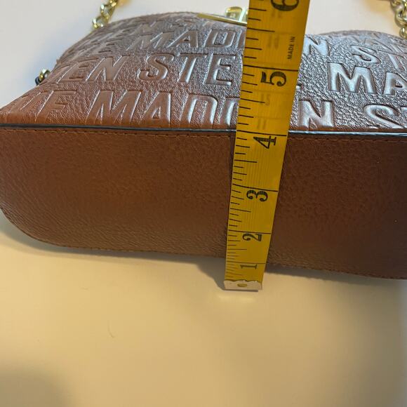 Steve Madden Cognac Brown Dome B MAGGIE Crossbody Women's Faux Leather Chain Bag - Picture 10 of 10